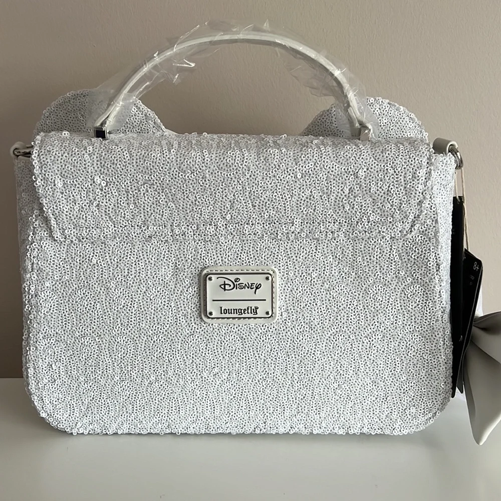 NEW SET Loungefly Minnie Mouse Sequin Wedding Crossbody Bag and wallet - Picture 16 of 16